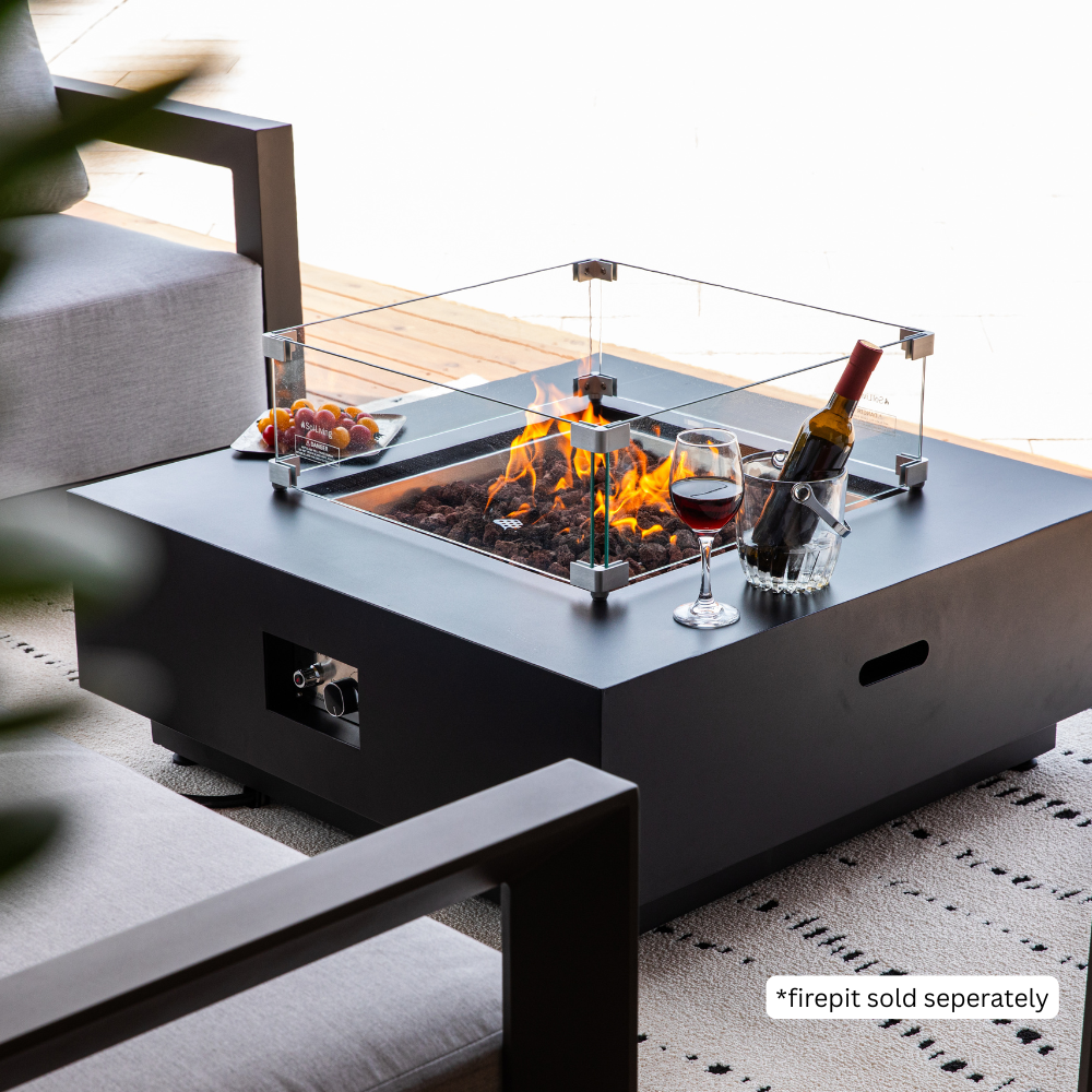 Ashton Fire Pit Tempered Clear Glass Wind Screen - view 3