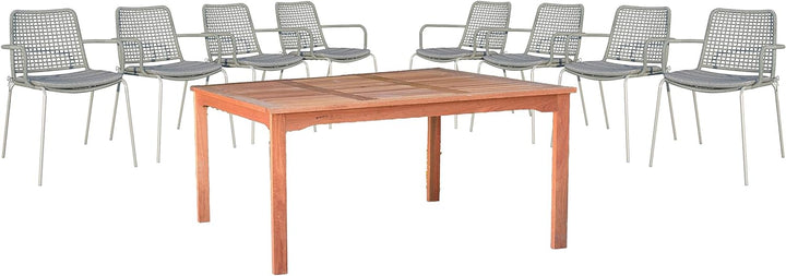 9-Piece Eucalyptus Wood Square Patio Dining Set
