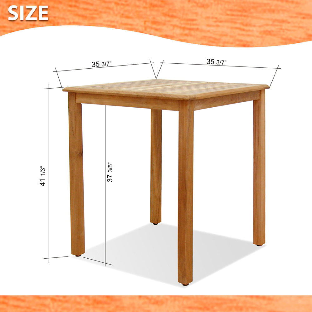 Eden Light Brown Teak Square Bar Table