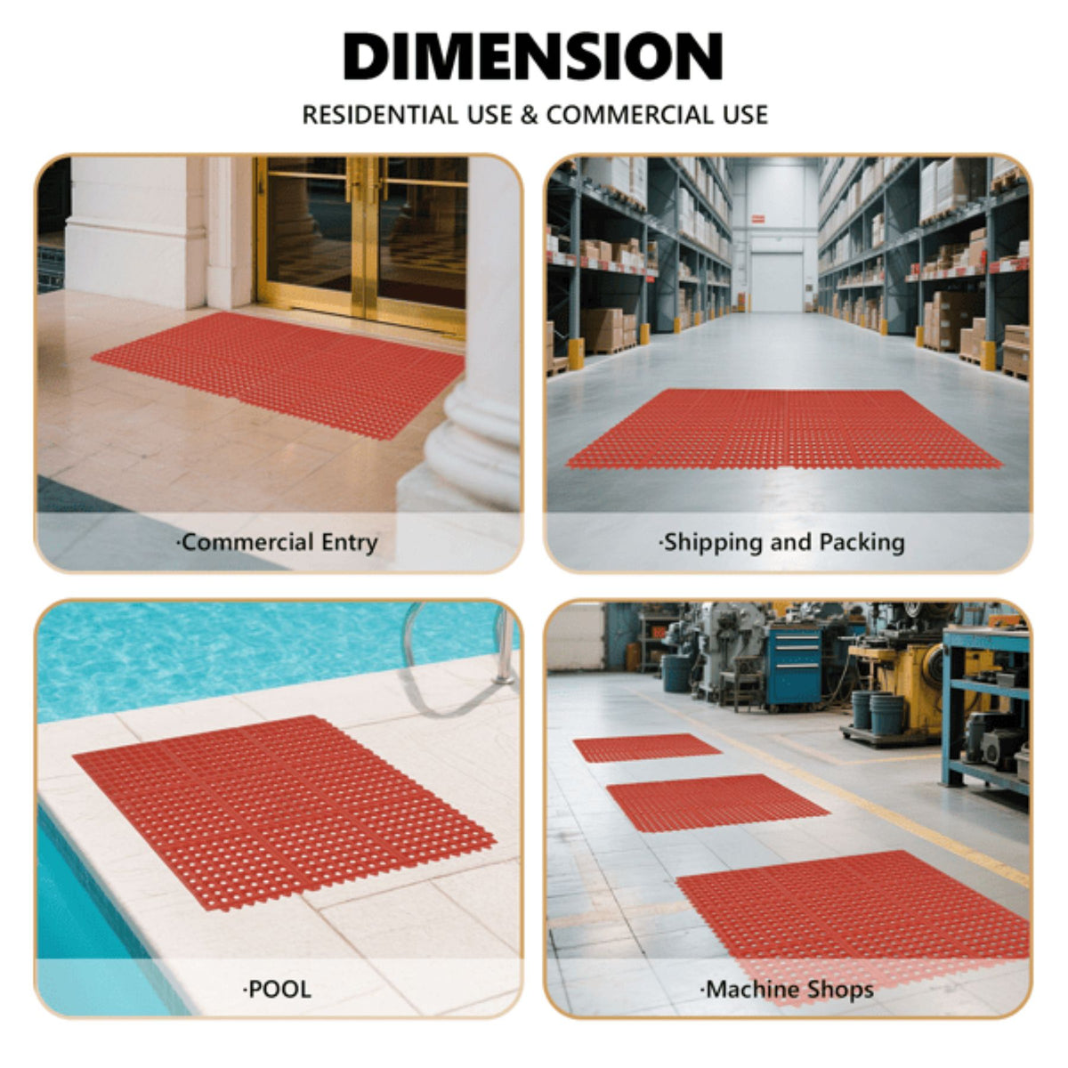 Interlocking Link Rubber Floor Mat - Select Size: 1 Pack, 4 Pack