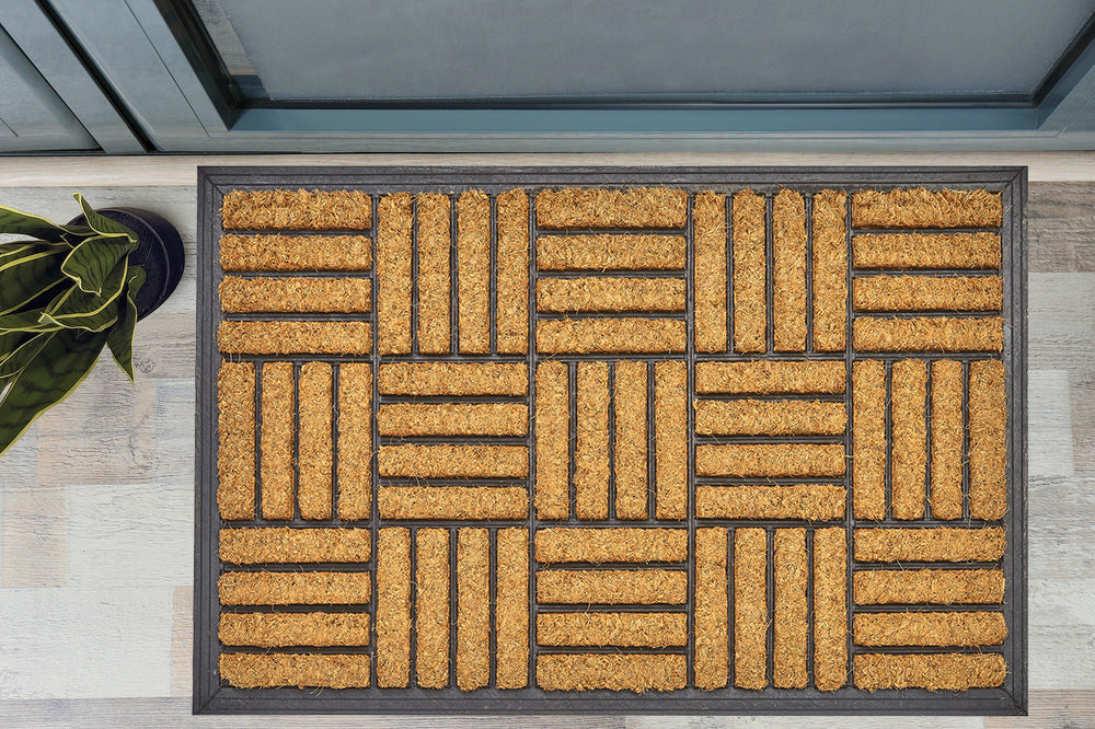 Criss Cross Rubber Backing Coir Welcome Doormat - view 3