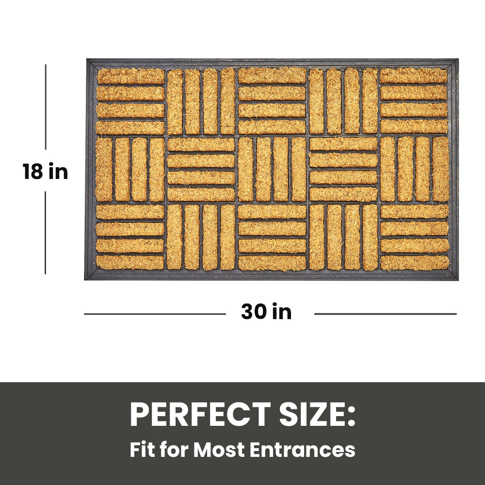 Criss Cross Rubber Backing Coir Welcome Doormat - view 4