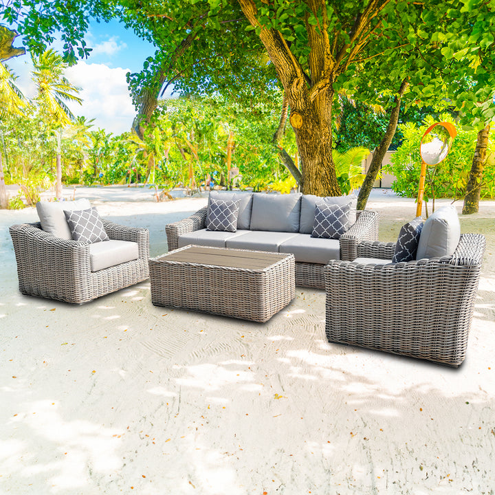 Hawaii 4-Piece Outdoor Patio Furniture Conversation Sofa Set