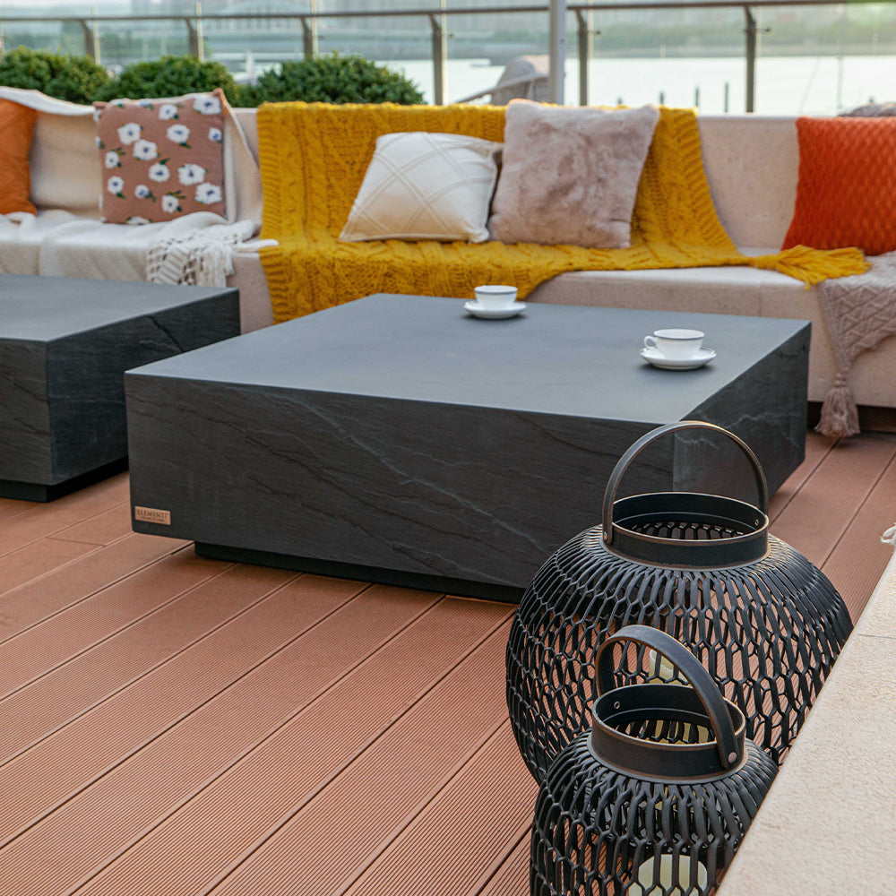 Elementi Colorado Square Patio Coffee Table Indoor Outdoor Furniture Concrete, Slate Black - 40 x 40 Inches - view 2