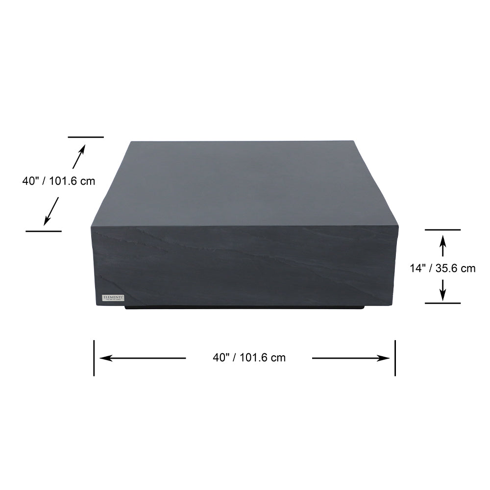 Elementi Colorado Square Patio Coffee Table Indoor Outdoor Furniture Concrete, Slate Black - 40 x 40 Inches - view 3