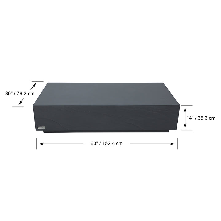 Elementi Colorado Rectangle Patio Coffee Table Indoor Outdoor Furniture Concrete, Slate Black - 30 x 60 Inches