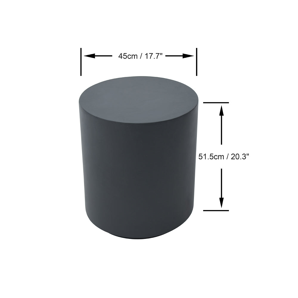 Elementi Rome Round Patio Side Table Indoor Outdoor Furniture Concrete, Slate Black - 17.7 x 17.7 Inches - view 3