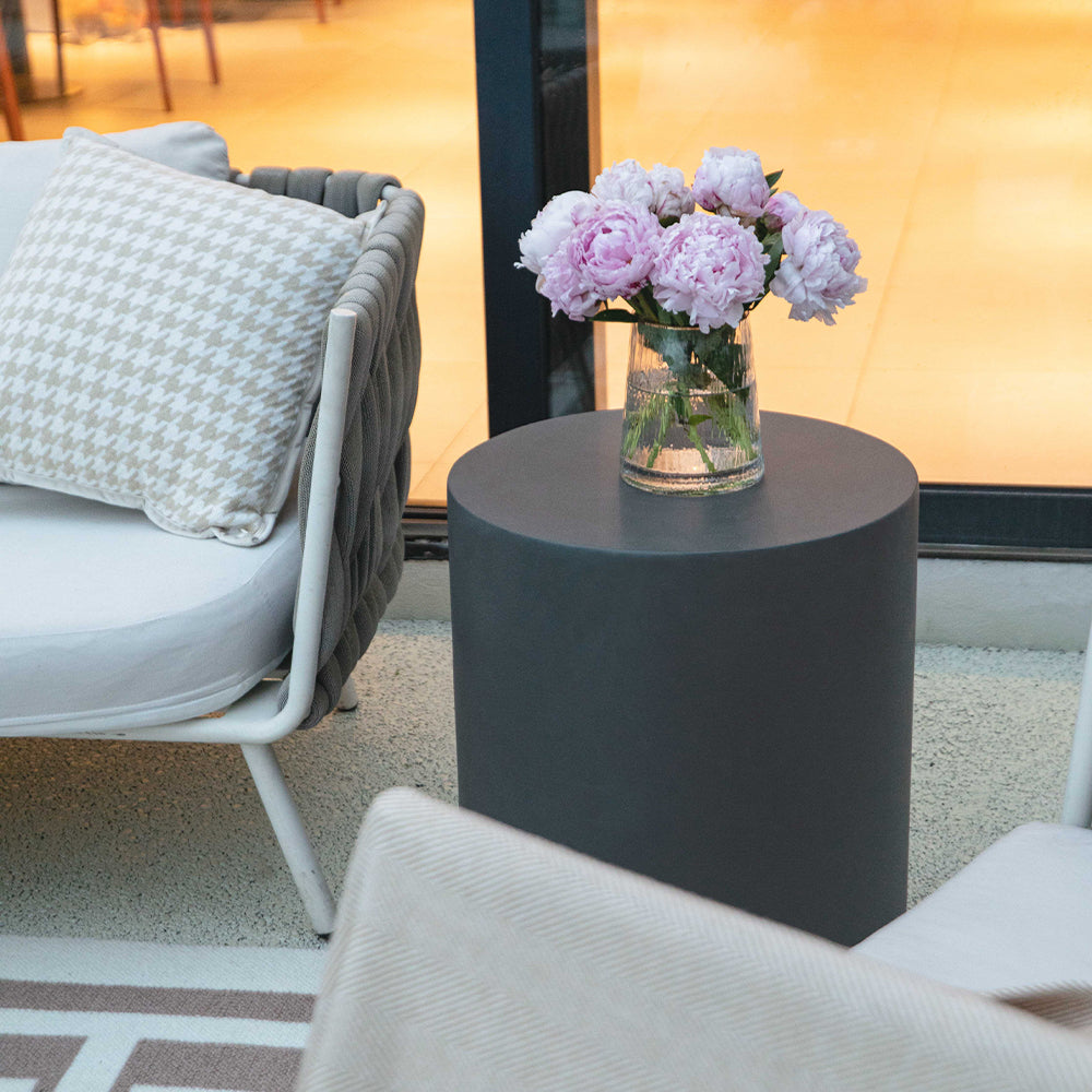 Elementi Rome Round Patio Side Table Indoor Outdoor Furniture Concrete, Slate Black - 17.7 x 17.7 Inches - view 4