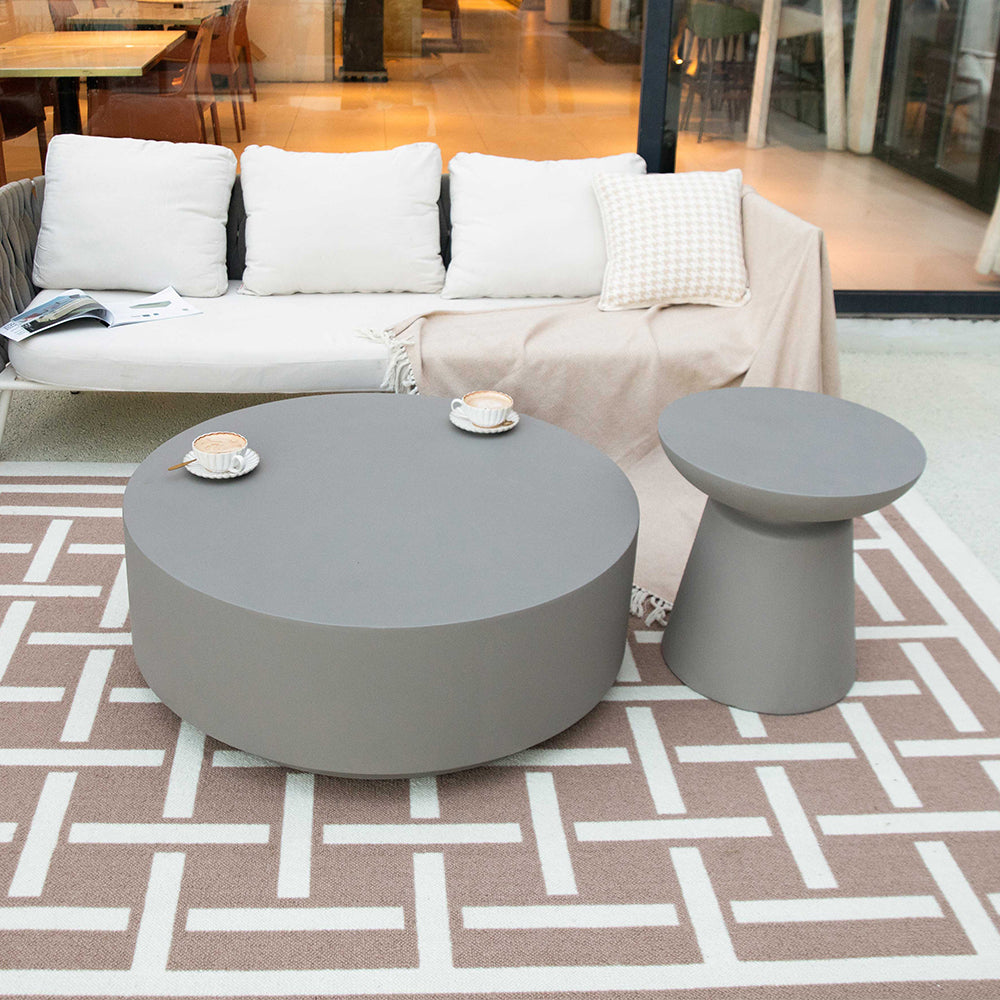 Elementi Kylix Round Patio Side Table Indoor Outdoor Furniture Concrete, Space Grey - 20 x 20 Inches - view 2