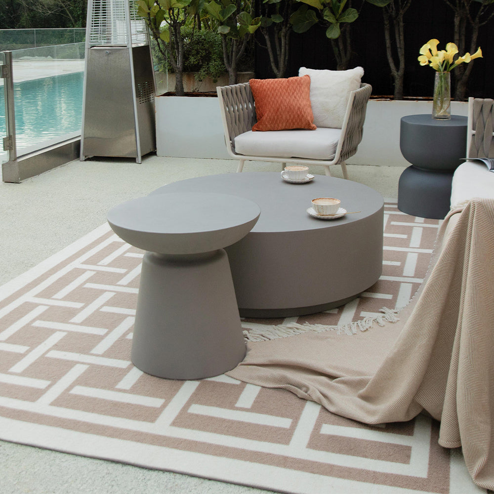 Elementi Kylix Round Patio Side Table Indoor Outdoor Furniture Concrete, Space Grey - 20 x 20 Inches - view 5