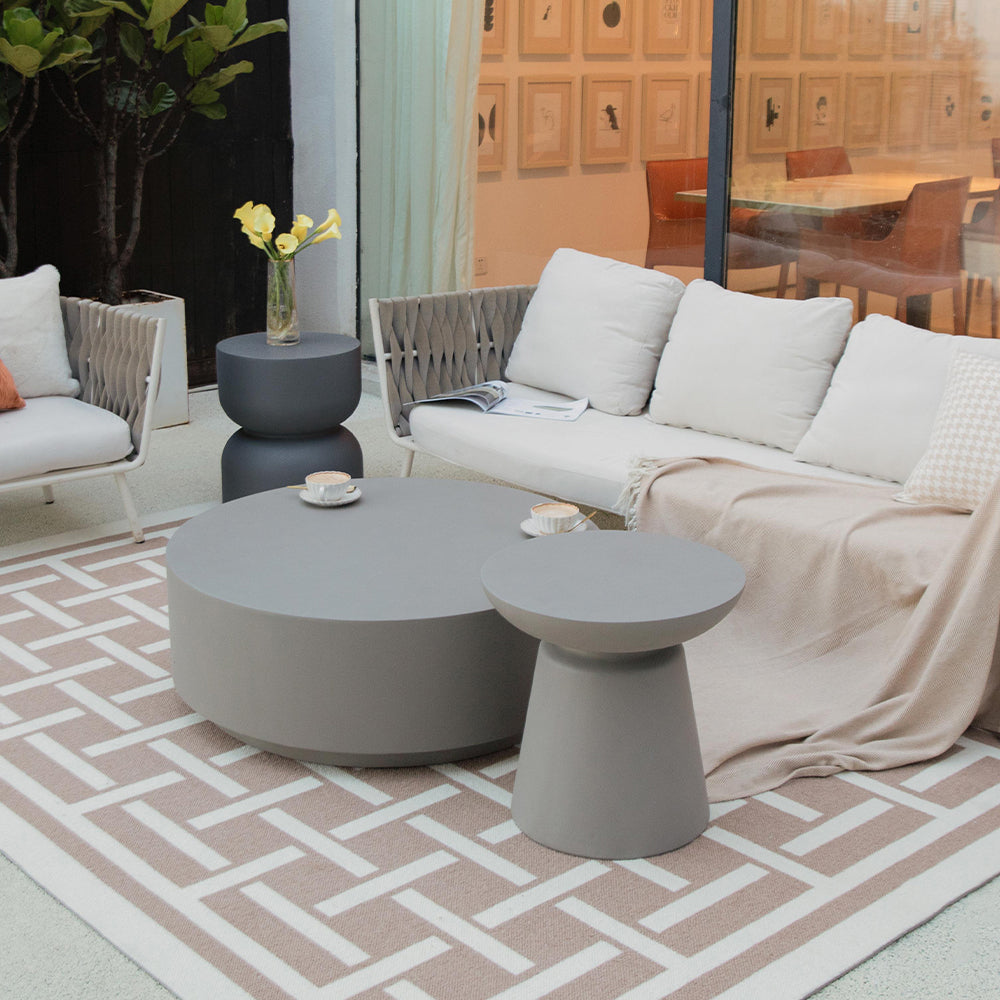 Elementi Kylix Round Patio Side Table Indoor Outdoor Furniture Concrete, Space Grey - 20 x 20 Inches - view 7