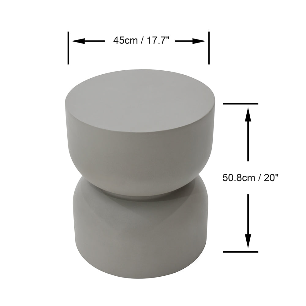Elementi Chronos Round Patio Side Table Indoor Outdoor Furniture Concrete, Space Grey - 17.7 x 17.7 Inches - view 2