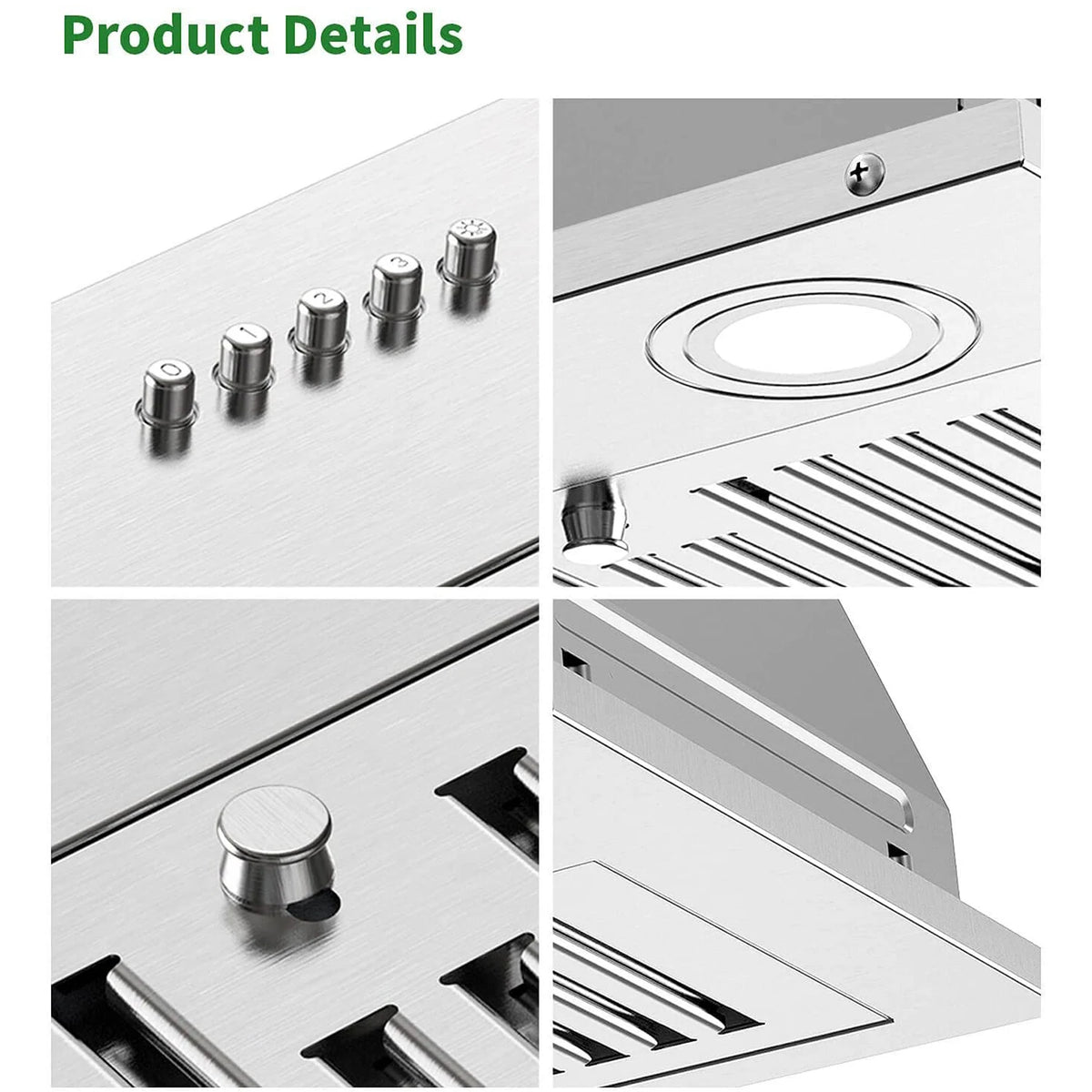 Range Hood Insert 36 Inch 600CFM Stainless Steel Household Built-in Vent Hood , Kitchen Ventilation Stove Exha - view 3