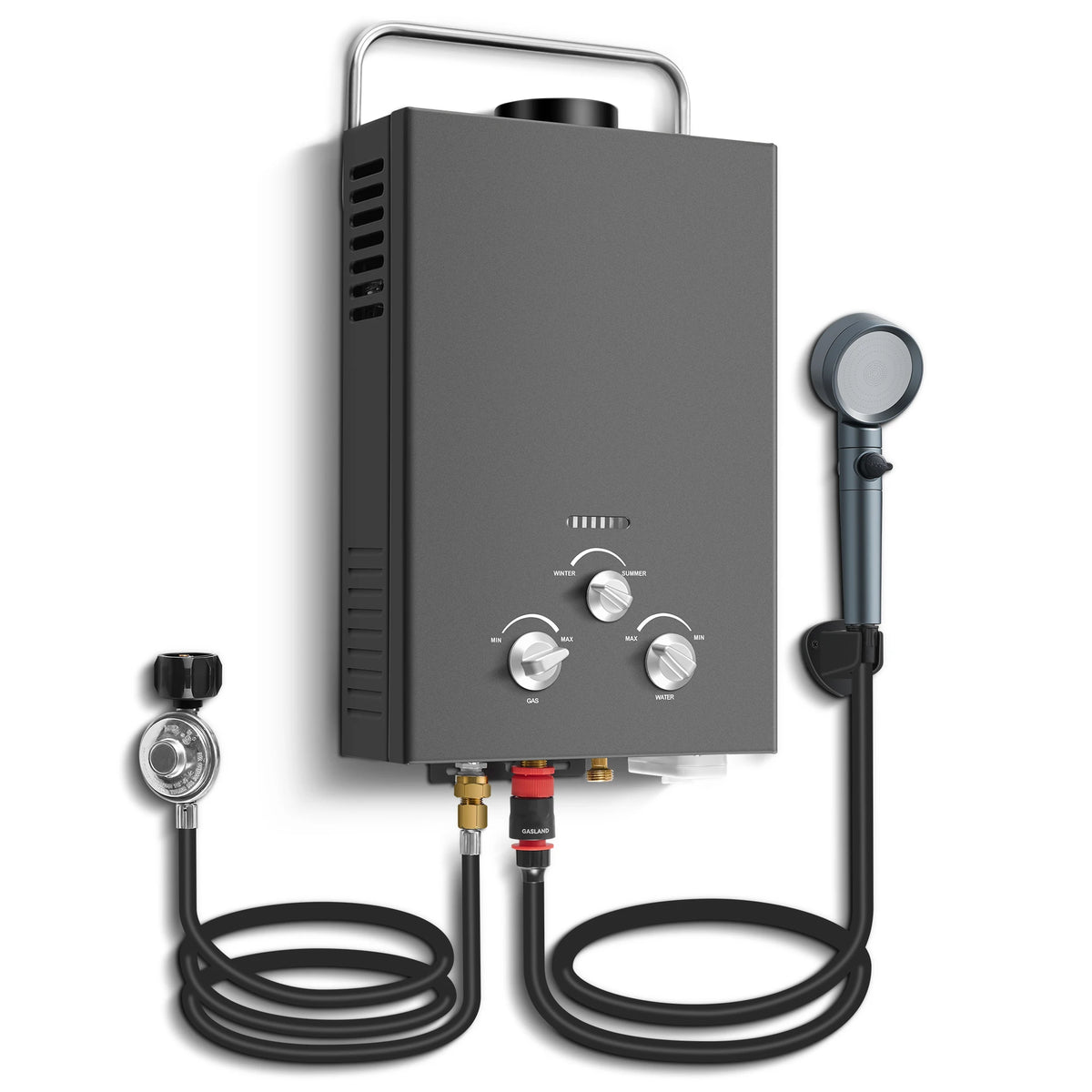 Outdoor Propane Tankless Water Heater - 6L 1.58 GPM Portable Gas Water Heater with Handle & Overheating Protec