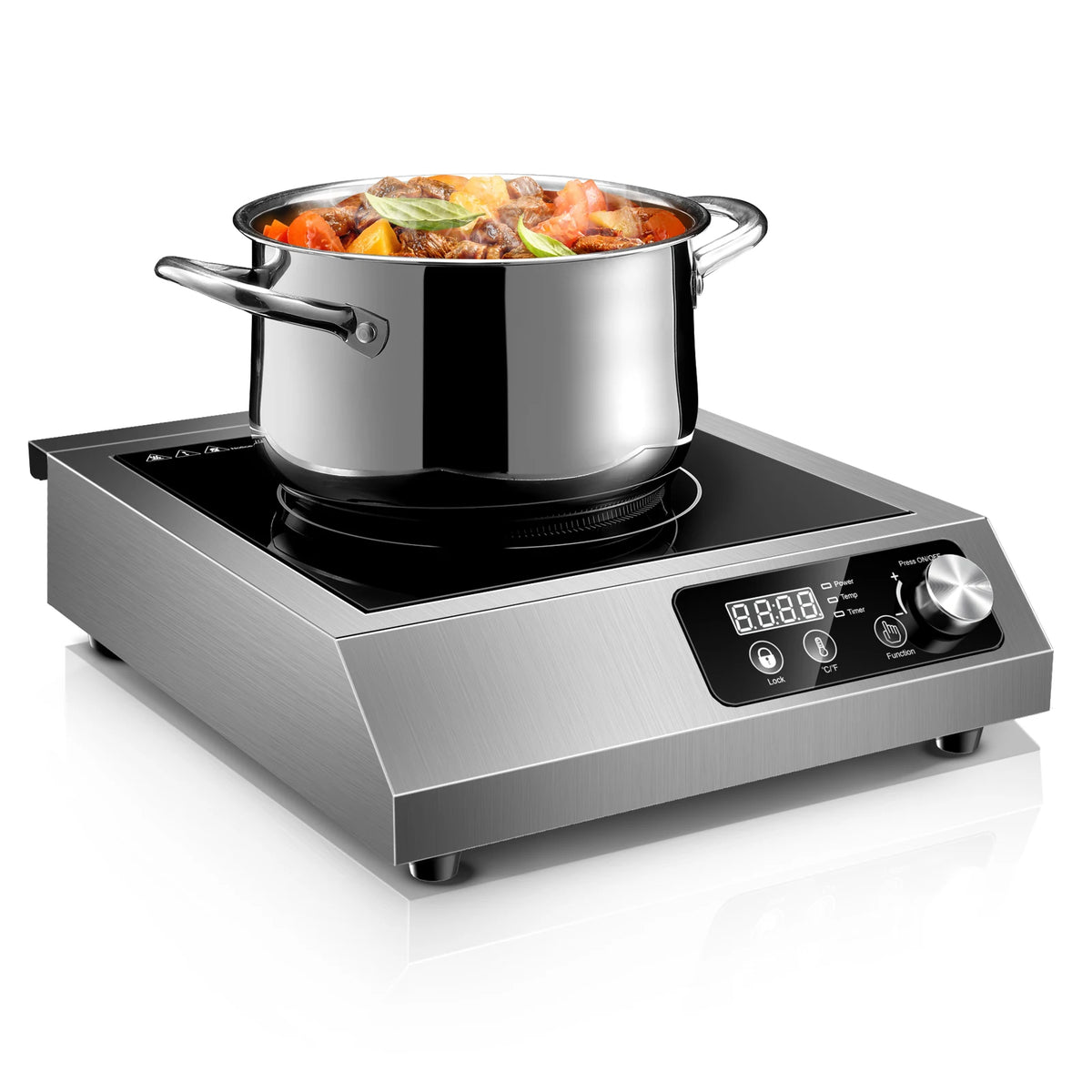 Commercial Induction Cooktop,1800W Induction Burner with Sensor Touch, Knob and LCD Screen,ETL-Certified Singl