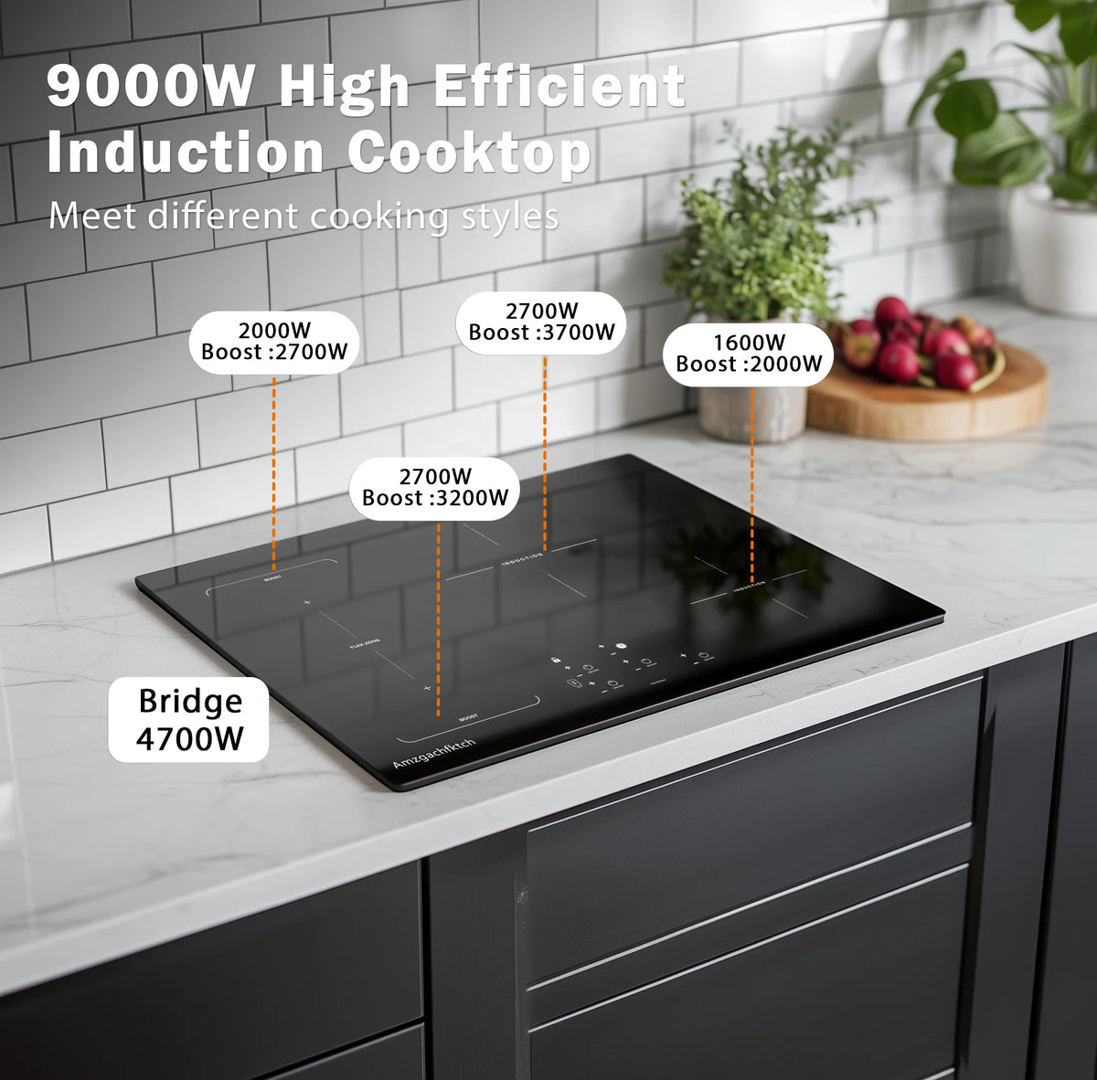 30 Inch Induction Cooktop - 4 Burner Built-In Electric Stove with Bridge-SYNC, Booster, Timer & Child Lock | 9 - view 2
