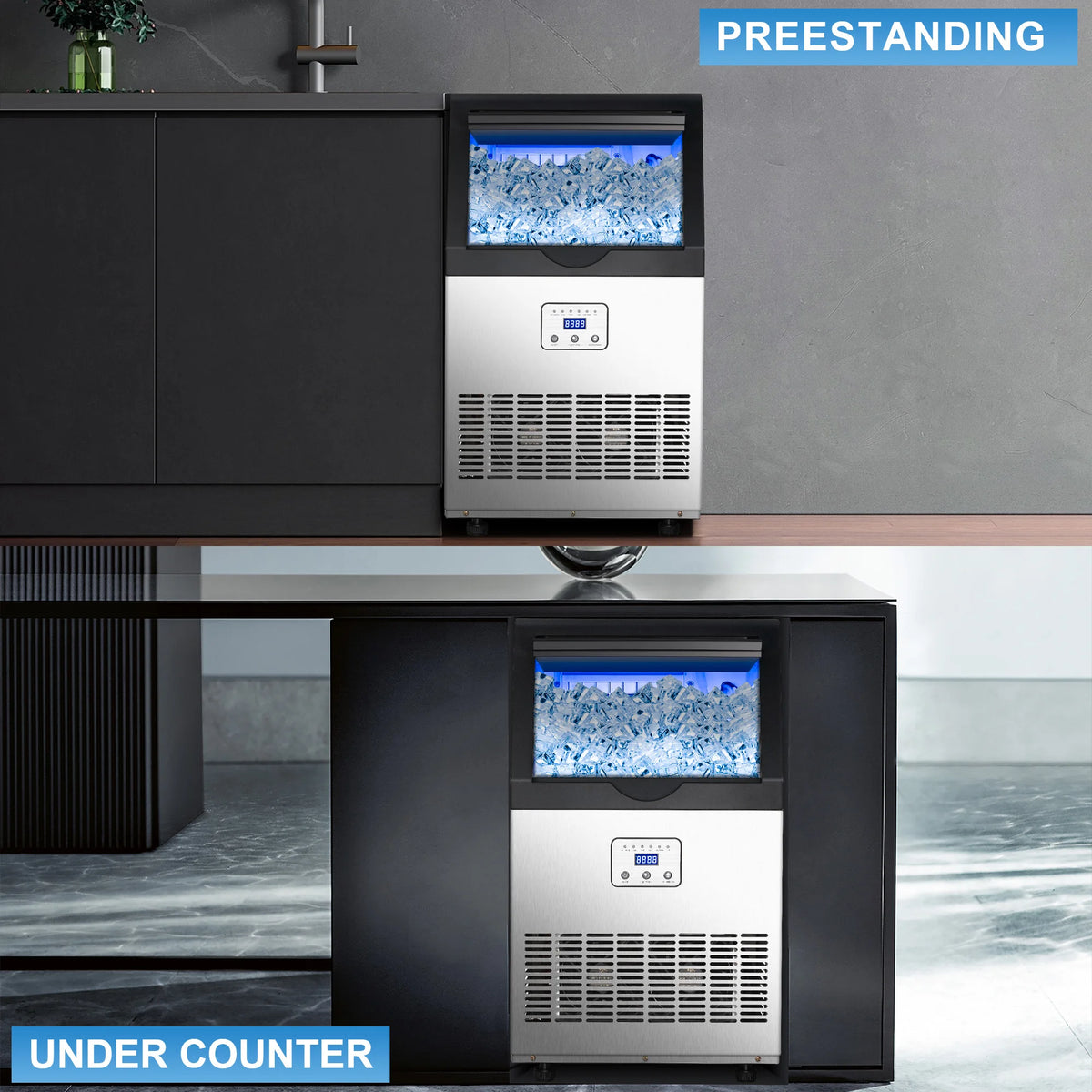 Ice Maker,110LBS/24H Commercial Ice Machine Stainless Steel Ice Maker Machine with 25LBS Capacity,45 Ice Cubes - view 4
