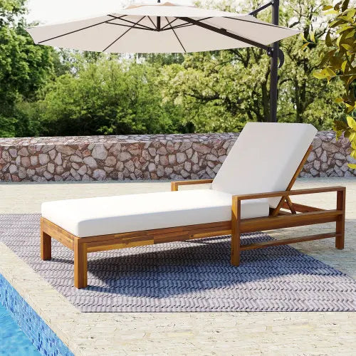 Acacia Wood Adjustable Backrest Outdoor Lounge Chair - view 5