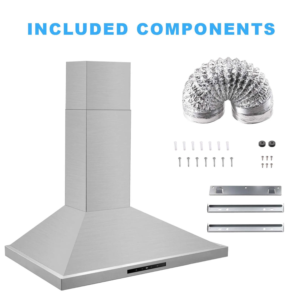 Range Hood 30 Inch, Vent Hoods 30 Inch Stainless Steel, 450 CFM Kitchen Hood with LED Light , 3 Speed Exhaust - view 2