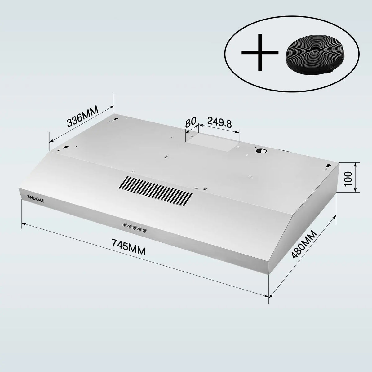 30in Under Cabinet Range Hood 230CFM Stainless Steel Kitchen Stove Vent Ducted/Ductless Convertible, LED Light - view 4