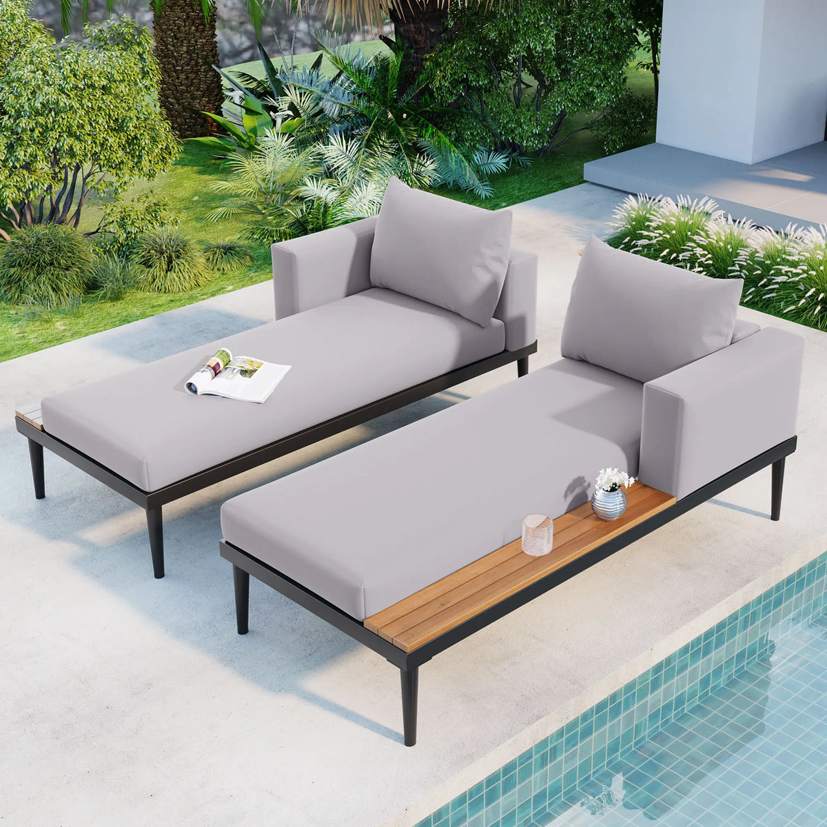 Outdoor Patio Chaise Lounger for 2 Person - view 2