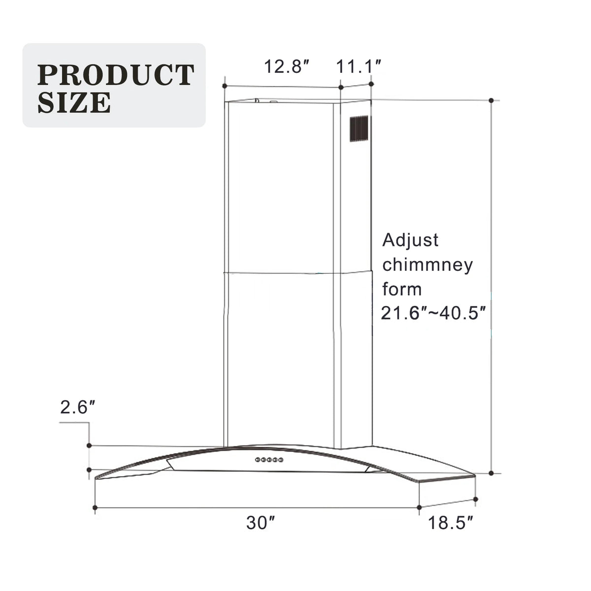 Range Hood 30 Inch, Tieasy Wall Mount Kitchen Hood with Ducted/Ductless Convertible Duct, Tempered Glass,Touch - view 4