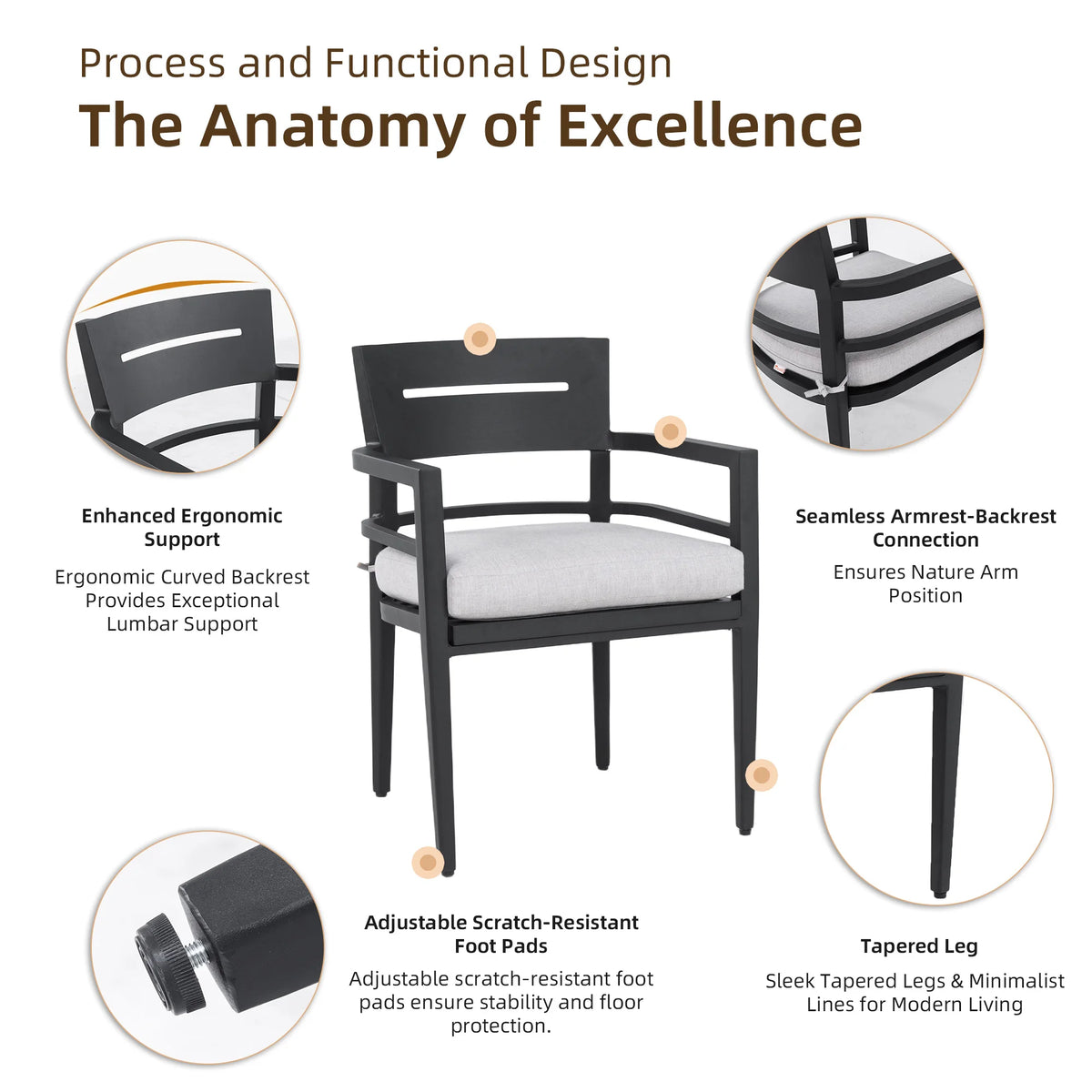 5-Piece Outdoor Patio Pedestal Dining Set - view 2