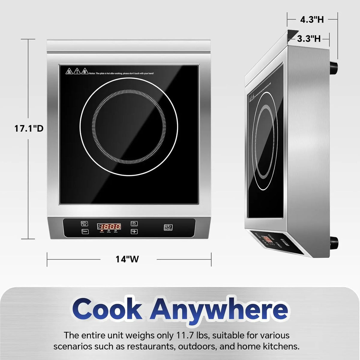 Commercial Induction Cooktop,3500W Induction Burner with Sensor Touch and LCD Screen,ETL-Certified Single Elec - view 4