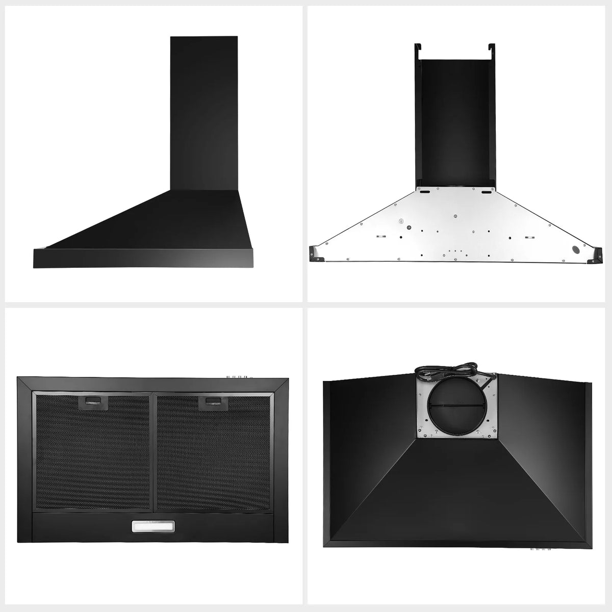 Black Range Hood 30 Inch,Hood Vents for Kitchen with ,Vent Hoods 30 Inch,Wall Mount Ductless Range Hood with L - view 4