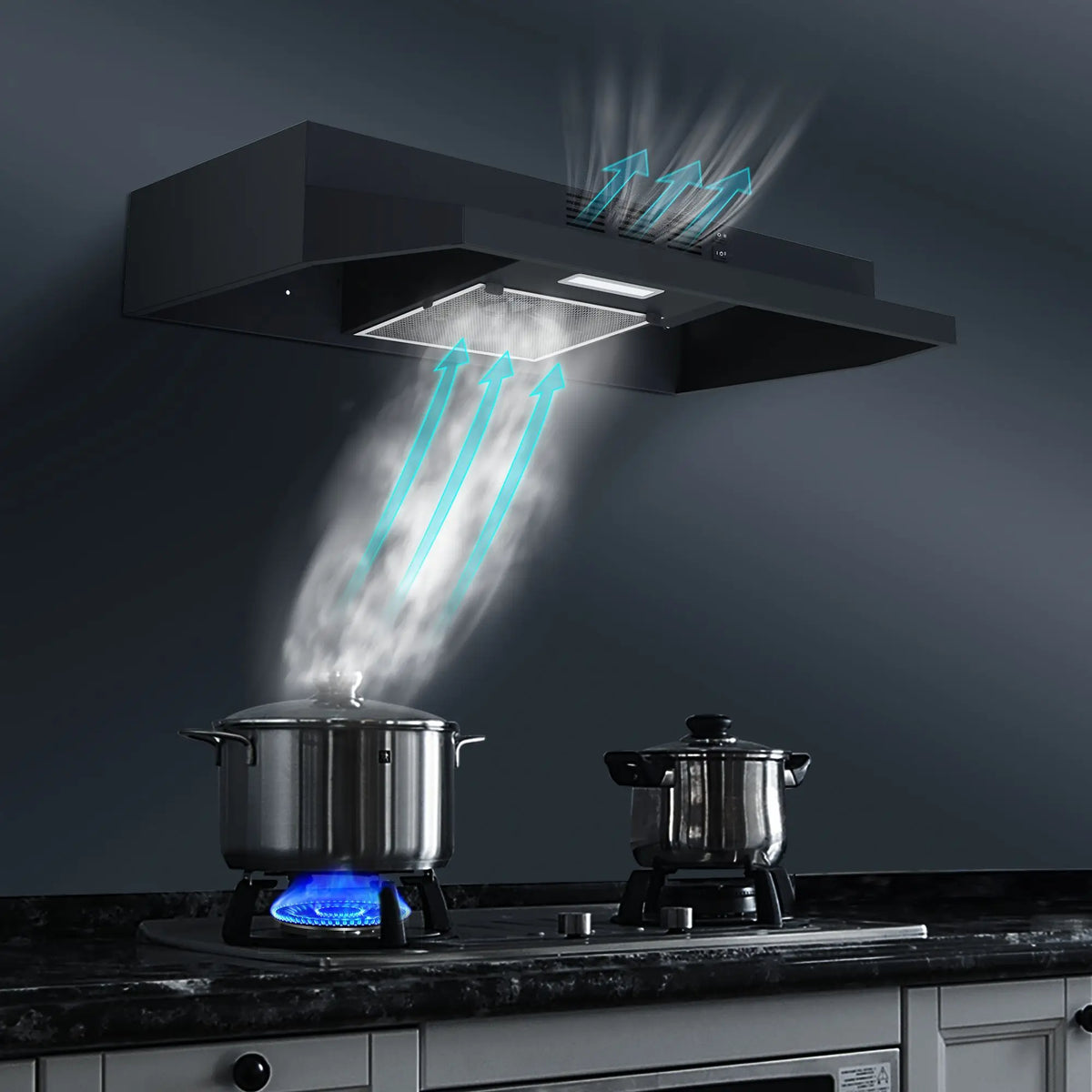 Range Hood 30 Inch Under Cabinet, Stainless Steel Kitchen Vent Hood 280CFM, Built-in Kitchen Stove Hood W/Rock - view 3