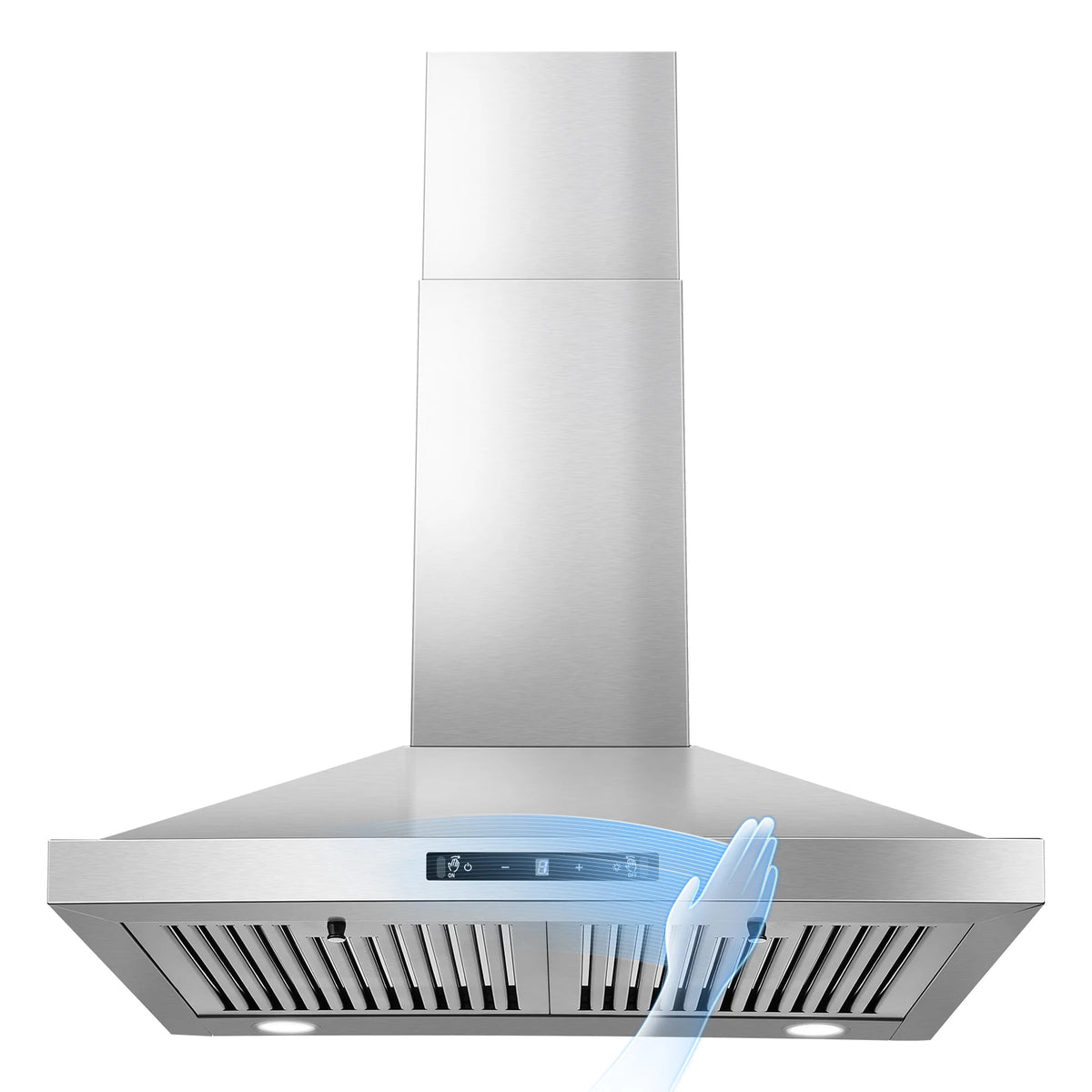 24 Inch Range Hood, Range Hood 450CFM, Wall Mount Kitchen Hood in Stainless Steel, Gesture Sensing & Touch Con