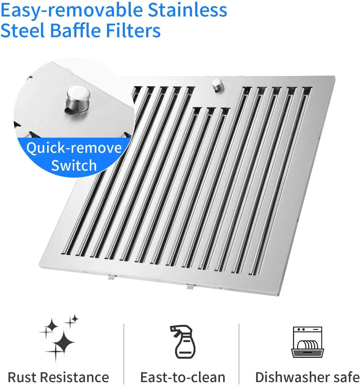 Island Range Hood 36 Inch 700 CFM Ceiling Mount Kitchen Stove Hood Ducted with Tempered Glass 4 LED Lights Ges - view 5