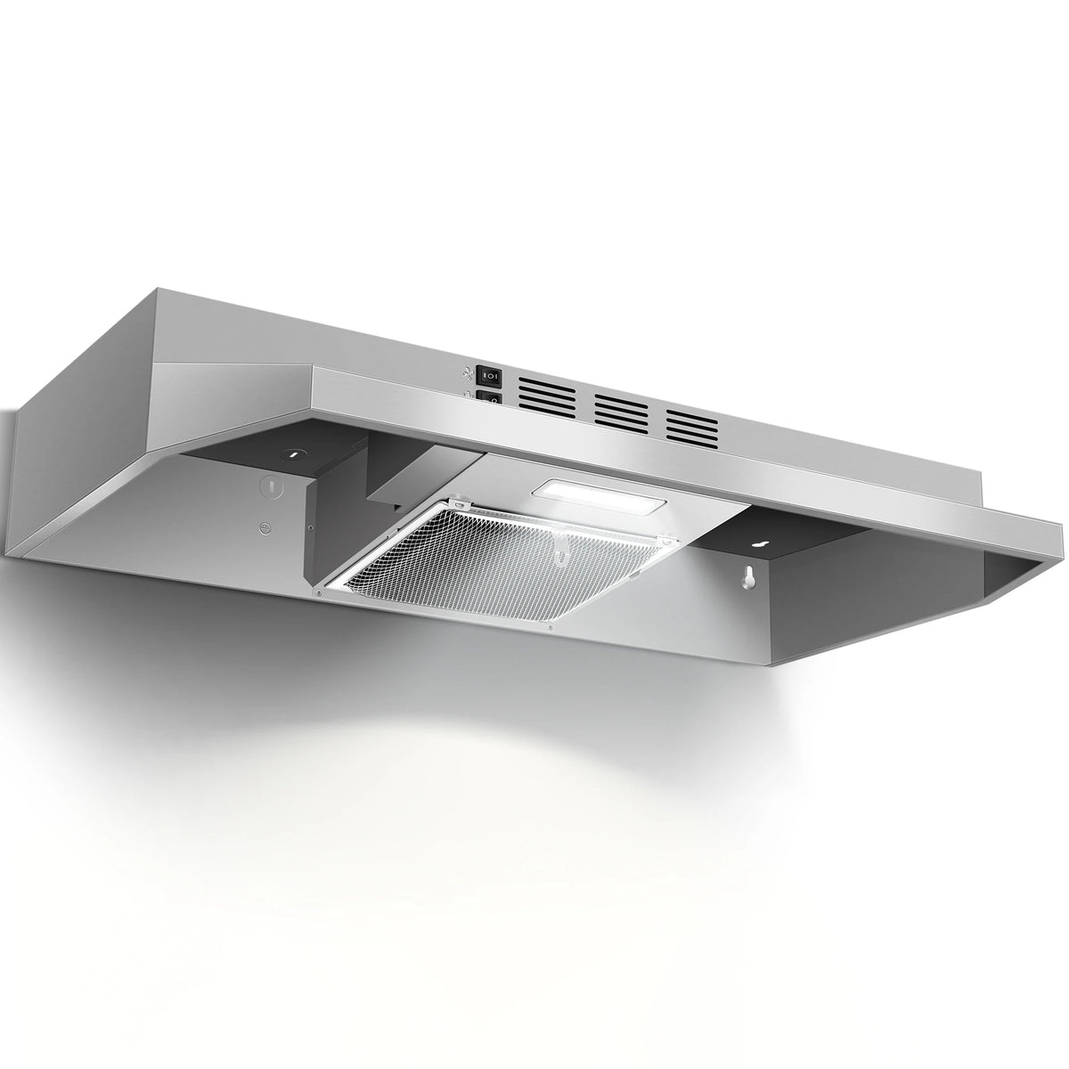 Range Hood 36 Inch Under Cabinet, Stainless Steel Kitchen Vent Hood 280CFM, Built-in Kitchen Stove Hood Butto