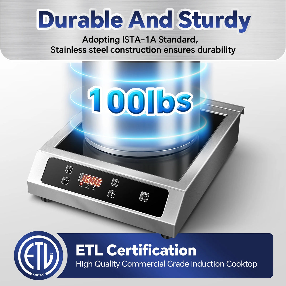 Commercial Induction Cooktop,3500W Induction Burner with Sensor Touch and LCD Screen,ETL-Certified Single Elec - view 5