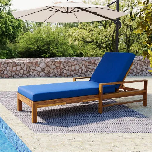 Acacia Wood Adjustable Backrest Outdoor Lounge Chair - view 6