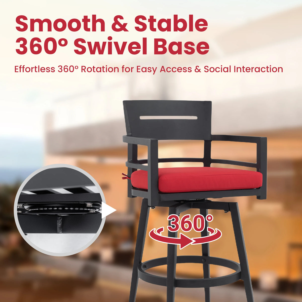 5 Pieces Aluminum Outdoor Patio Bar Set - view 3