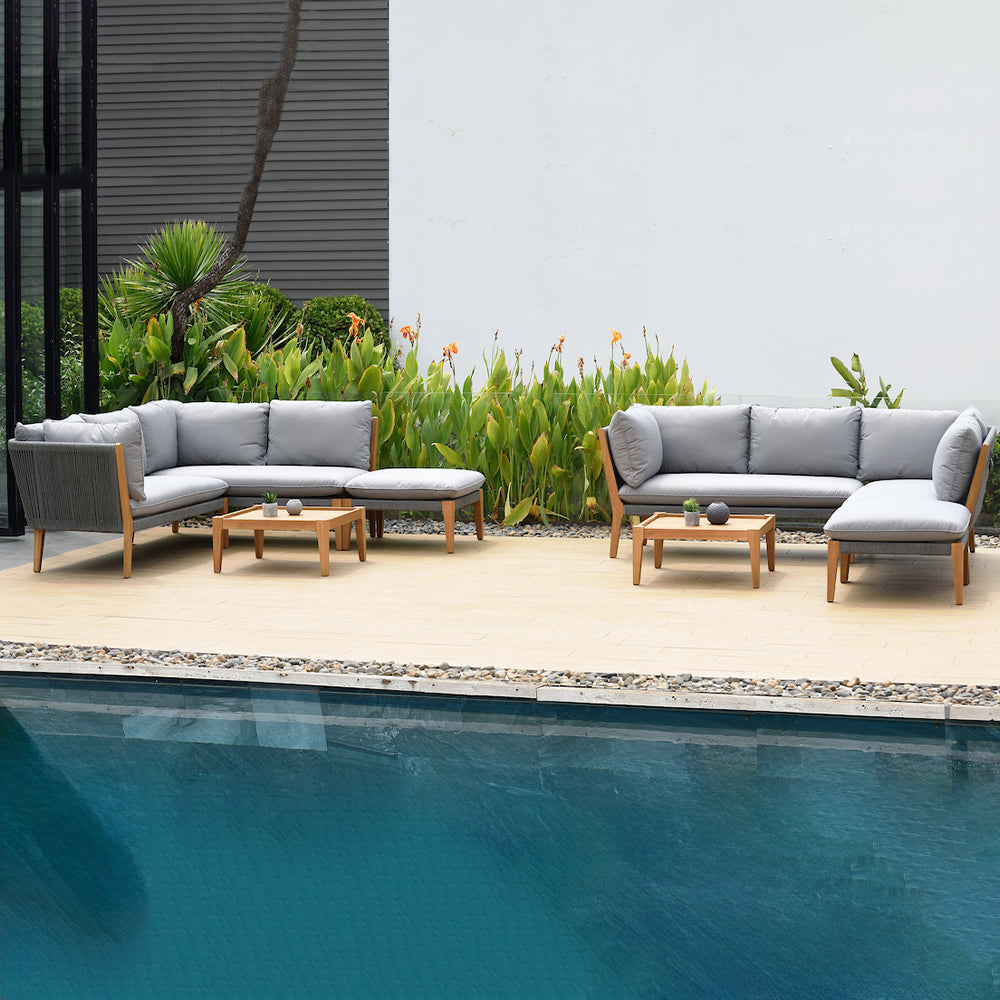 Amazonia 8 Piece Eucalyptus Patio Seating Set- 25-in L x 25-in W