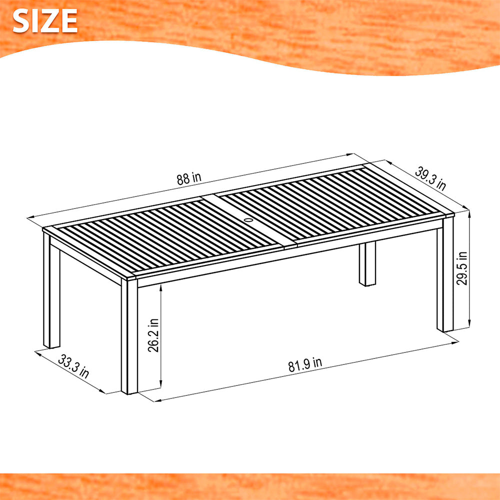 Amazonia Eucalyptus Patio Dining Table - 88-in L x 39-in W