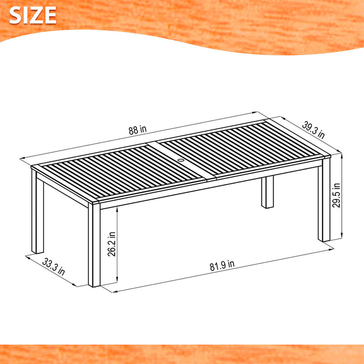 Amazonia Eucalyptus Patio Dining Table - 88-in L x 39-in W