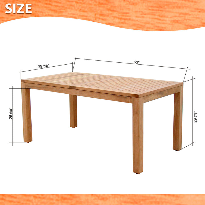 Amazonia Eucalyptus Patio Dining Table - 63-in L x 35-in W