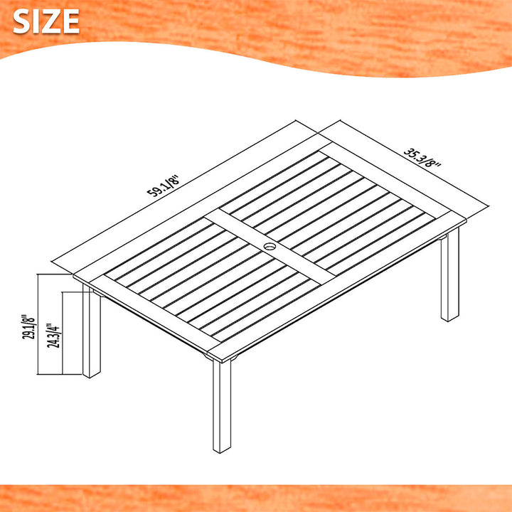 Amazonia Eucalyptus Patio Dining Table - 59-in L x 35-in W