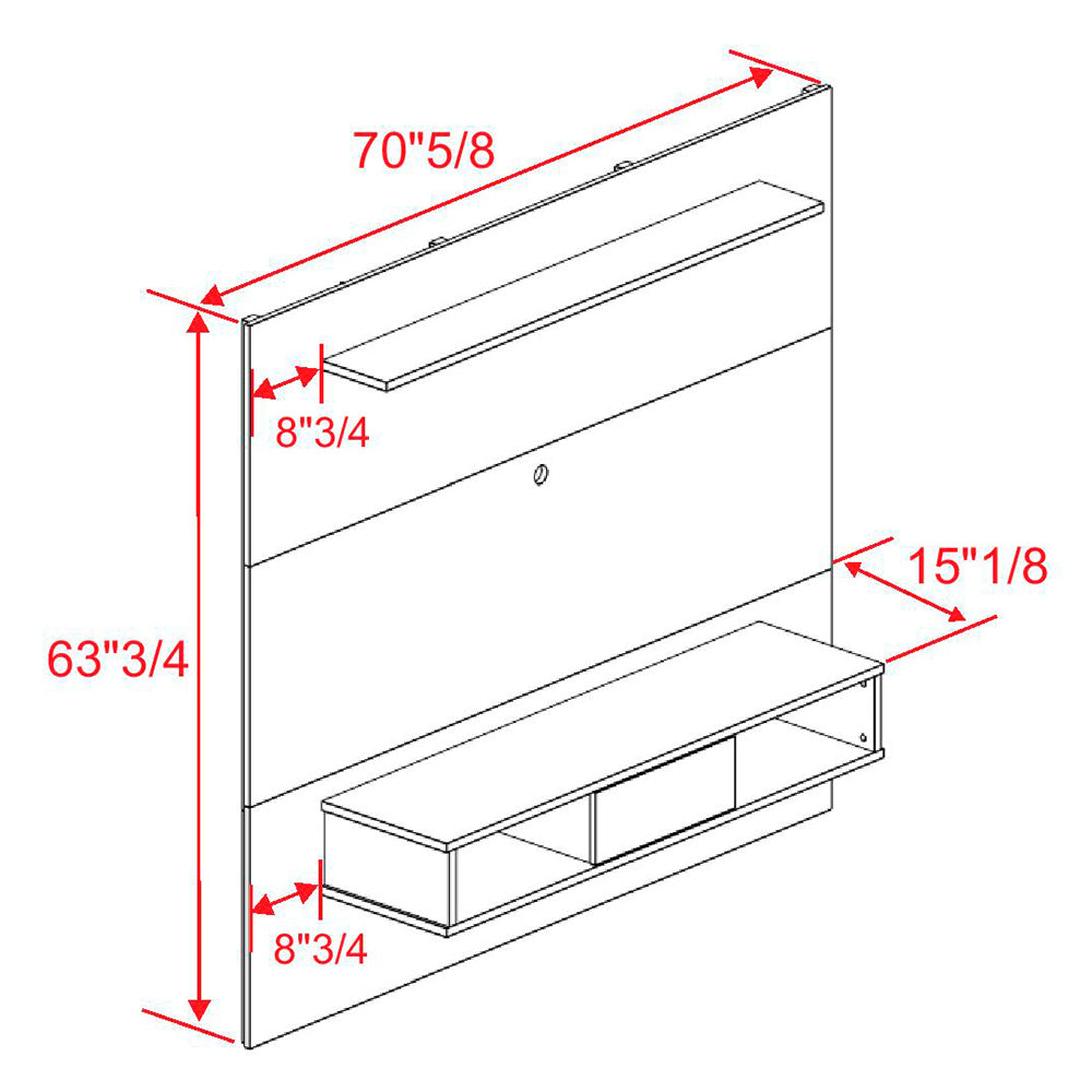 Midtown Concept Wall Mounted TV Shelf Board for 70-in TV - Dark Brown