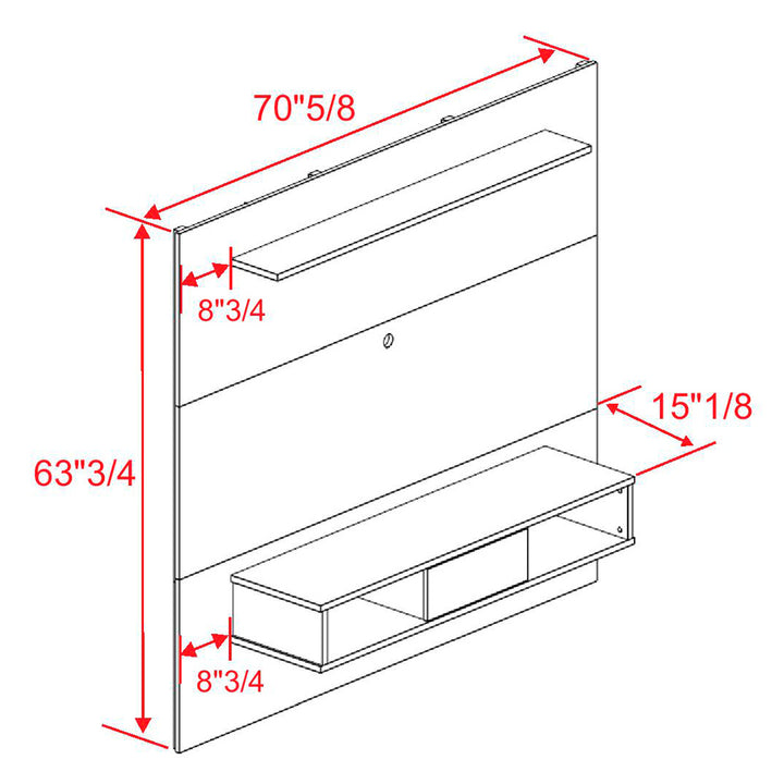 Midtown Concept Wall Mounted TV Shelf Board for 70-in TV - Dark Brown
