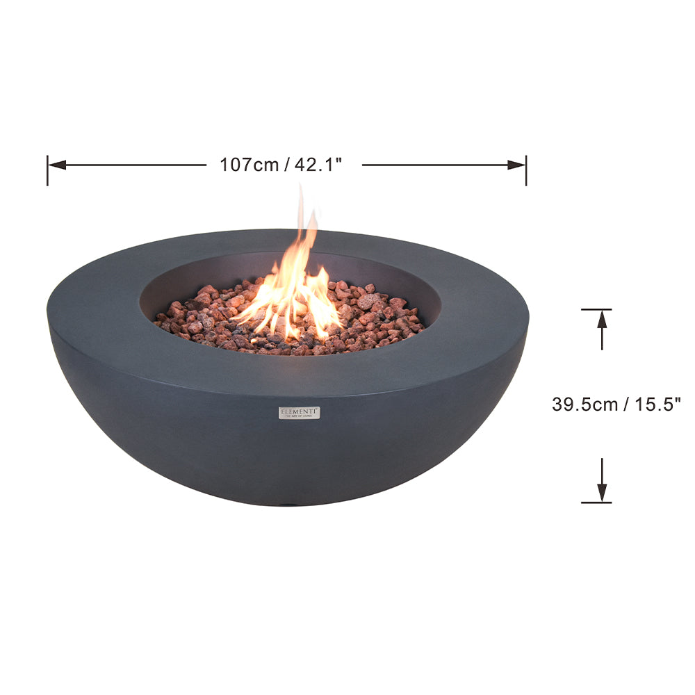Lunar Outdoor Dark Grey Fire Bowl - Select Fuel Type