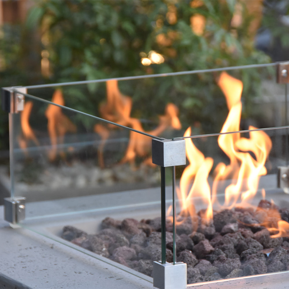 Elementi Manhattan Outdoor Fire Pit Rectangle Tempered Glass Wind Screen - view 2