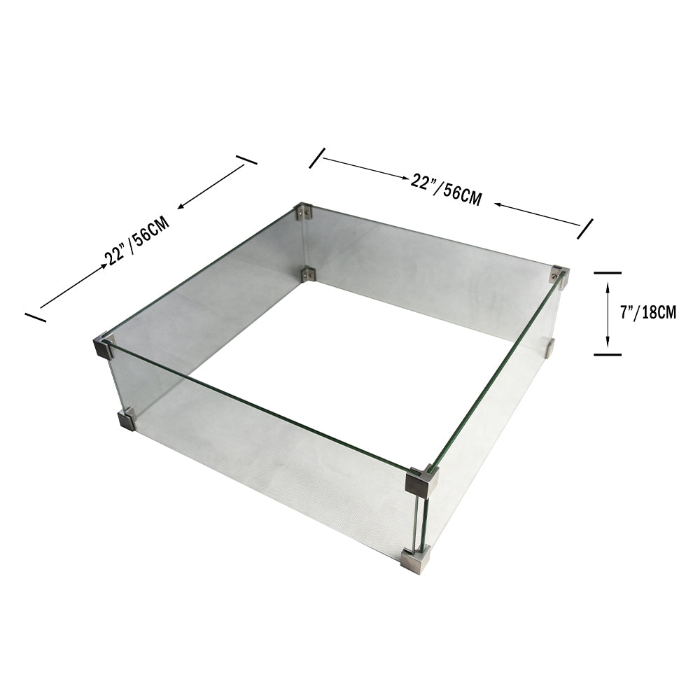 Elementi Manhattan Outdoor Fire Pit Rectangle Tempered Glass Wind Screen - view 3