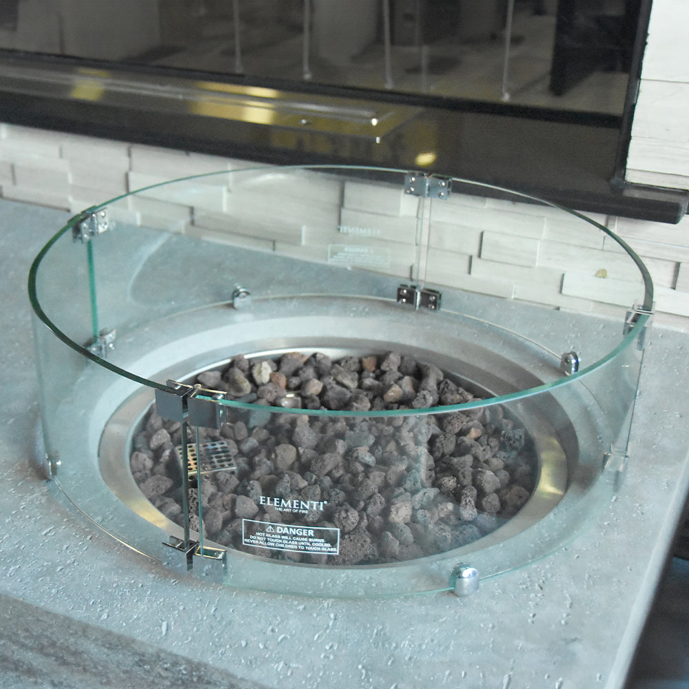 Elementi Metropolis Outdoor Fire Pit Rectangle Tempered Glass Wind Screen Accessories - view 2