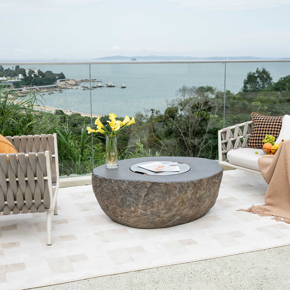 Outdoor Boulder Fire Pit Table - Select Fuel Type