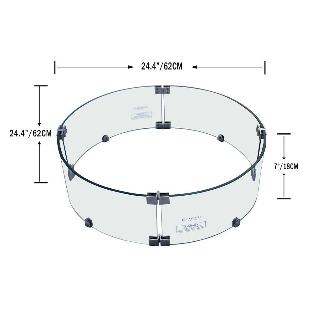 Elementi Outdoor Fire Pit Round Tempered Glass Wind Screen Firepit Accessories - view 2