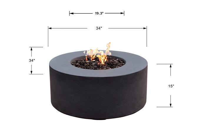 Venice Outdoor Firepit Table - 34 Inches - Select Fuel Type